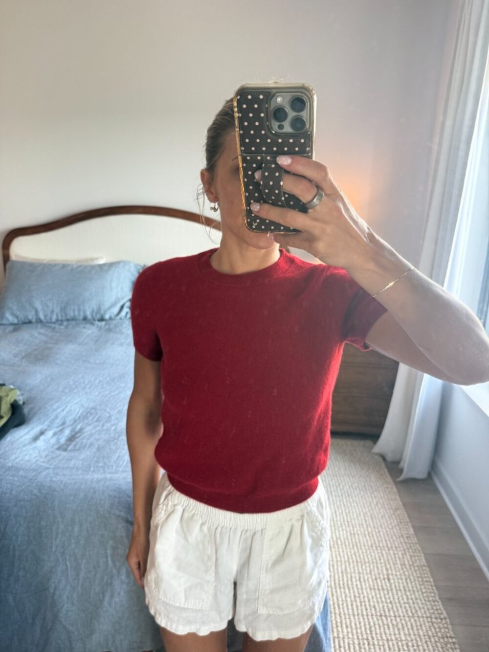 Quince 100% Mongolian Cashmere Short Sleeve Sweater Red – Size Small